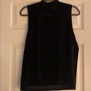 NWOT black velvet mock neck tank